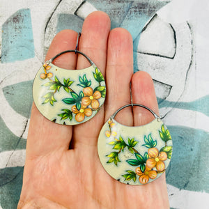 Pinky Orange Blossoms Upcycled Circle Earrings