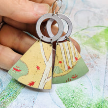Load image into Gallery viewer, Birch Forest Campground Small Fans Tin Earrings
