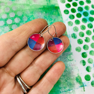 Colored Quadrants Upcycled Tiny Dot Earrings