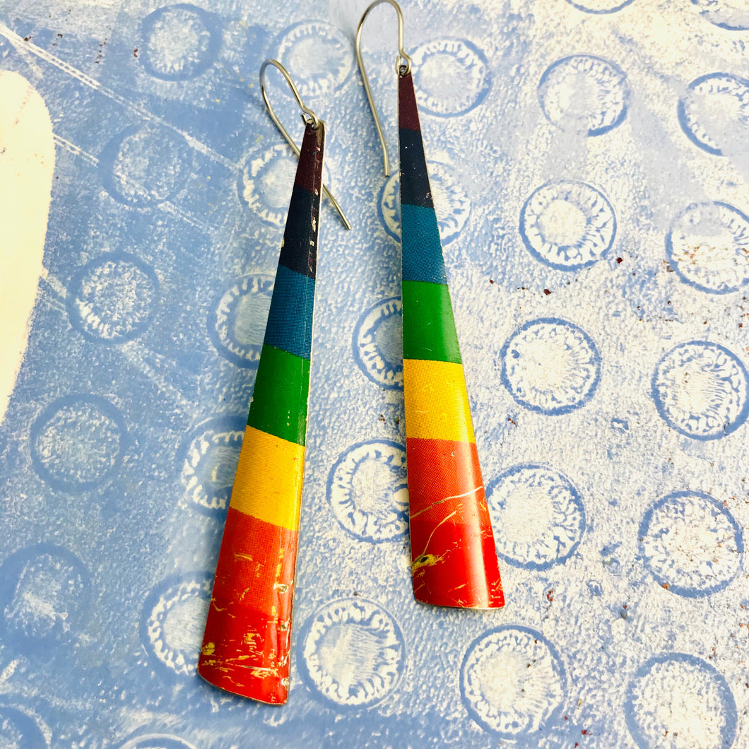 Rainbow Narrow Strips Tin Earrings