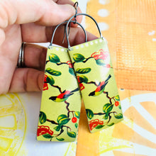 Load image into Gallery viewer, Song Birds Long Narrow Tin Earrings