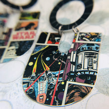 Load image into Gallery viewer, Star Wars Comic Pattern Chunky Horseshoes Zero Waste Tin Earrings