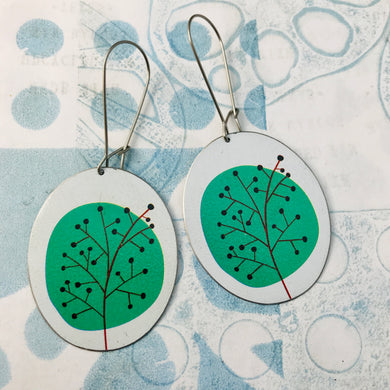 Mod Green Trees Oval Zero Waste Tin Earrings