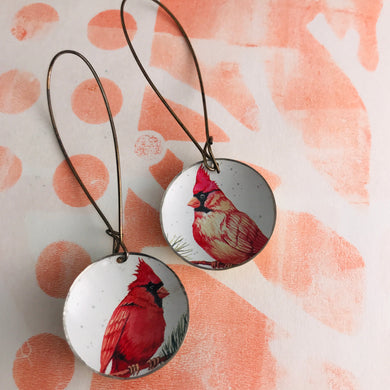 Winter Cardinals Large Basin Earrings