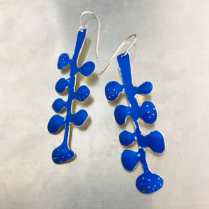 Cobalt Blue Matisse Leaves Upcyled Tin Earrings