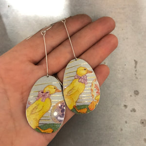 Easter Ducklings Upcycled Tin Earrings