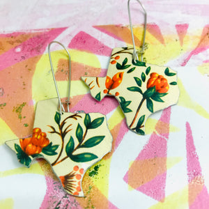 Bright Orange Blossoms Texas Upcycled Tin Earrings