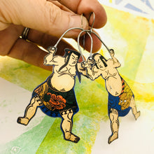 Load image into Gallery viewer, Sumo Wrestlers Upcycled Tin Earrings