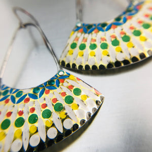 Vintage Mosaic Large Fan Recycled Tin Earrings