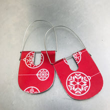 Load image into Gallery viewer, Shimmery Red Chunky Horseshoes Zero Waste Tin Earrings