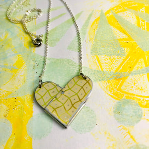RESERVED 3 Golden Checkerboard Tin Heart Recycled Necklaces