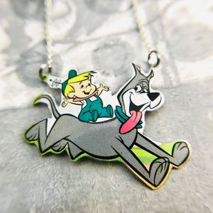 Jetsons Elroy and Astro Recycled Tin Necklace