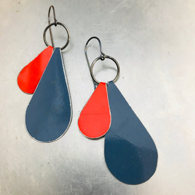 Peekaboo Drops Slate & Carmine Zero Waste Tin Earrings
