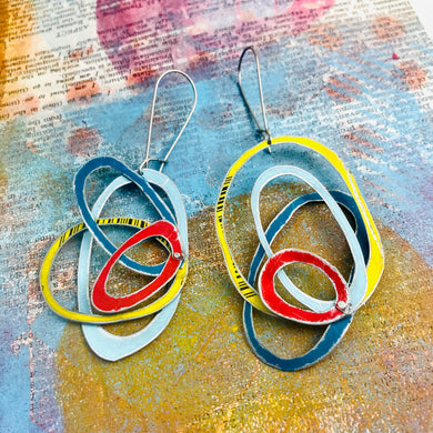 Primary Scribbles Again Upcycled Tin Earrings