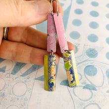 Load image into Gallery viewer, Copy of Vintage Pink Border Rectangles Tin Earrings