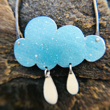Load image into Gallery viewer, Speckled Blue Clouds &amp; White Rain Drops Zero Waste Tin Earrings
