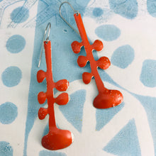 Load image into Gallery viewer, Deep Reddish Orange Matisse Leaves Upcyled Tin Earrings