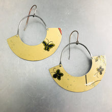 Load image into Gallery viewer, Black Butterflies Half Moon Recycled Tin Earrings