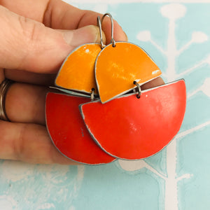 Persimmon & Cerise Boats Upcycled Tin Earrings