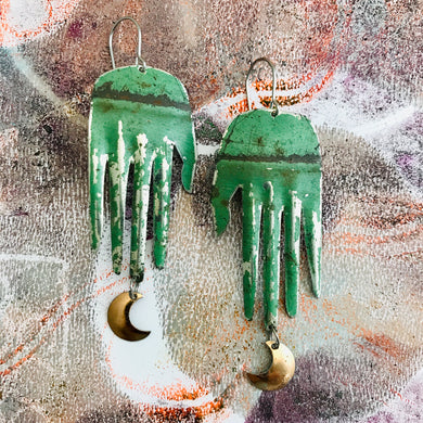 Patina Hand & Bronze Moons Zero Waste Tin Earrings