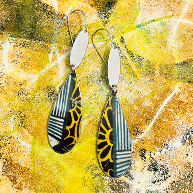 Mixed Patterns Upcycled Teardrop Tin Earrings