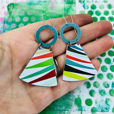Multicolor Small Fans Zero Waste Tin Earrings
