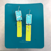 Load image into Gallery viewer, Rustic Seafoam &amp; Bright Yellow Green Zero Waste Tin Earrings