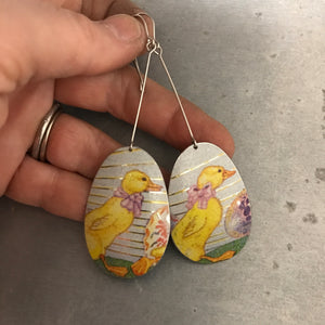 Easter Ducklings Upcycled Tin Earrings