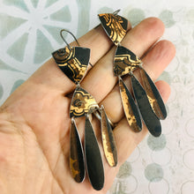 Load image into Gallery viewer, Black &amp; Copper Tin Chandelier Earrings