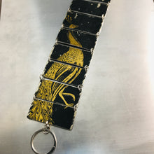 Load image into Gallery viewer, Golden Peacock on Midnight Upcycled Tin Bracelet