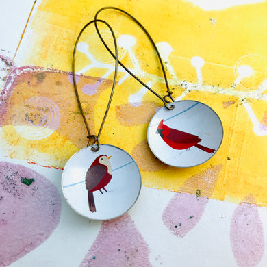 Songbirds Large Basin Tin Earrings