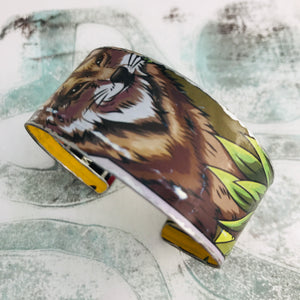 Lone Wolf & Butterfly Upcycled Tin Cuff