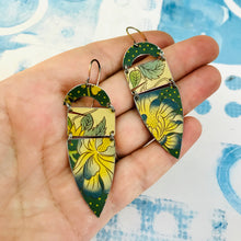 Load image into Gallery viewer, Blue Tipped Blossom Shield Zero Waste Earrings
