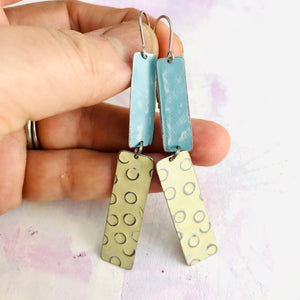 Buffed Blue & Cream Recycled Tin Earrings