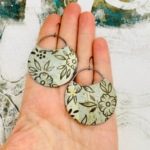 Vintage Bronze-y Flowers Upcycled Circle Earrings