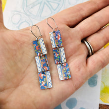 Load image into Gallery viewer, Cornflower Edges Upcycled Rectangles Tin Earrings