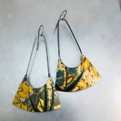 Vintage Yellow Flowers Recycled Tin Earrings