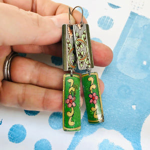 Mixed Vintage Edge Pattern Edge Recycled Tin Earrings