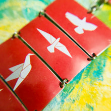 Load image into Gallery viewer, Origami Crane Transformation Upcycled Tin Bracelet