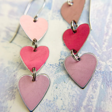 Pale Pinks Tiny Hearts Tin Earrings