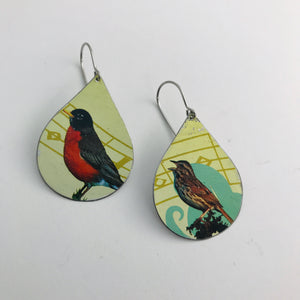 Robin & Sparrow Upcycled Teardrop Tin Earrings