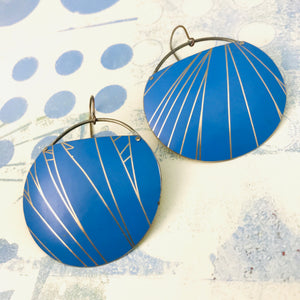 Cornflower and Gold Upcycled Tin Circle Earrings