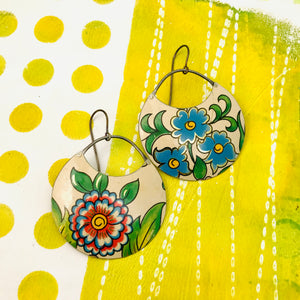 Bold Blossom Circles Upcycled Tin Earrings