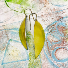 Load image into Gallery viewer, ‘Gold’ Little Leaf Shape Upcycled Tin Earrings