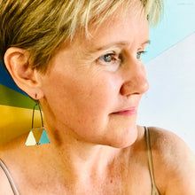Load image into Gallery viewer, Long Triangles Tesserae Arched Wire Tin Earrings