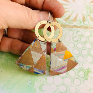 Klimt Triangles Small Fans Zero Waste Tin Earrings