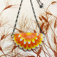 Load image into Gallery viewer, Orange Flower Upcycled Tin Necklace