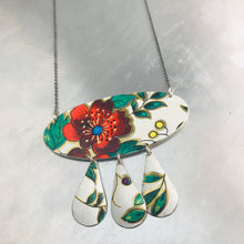 Load image into Gallery viewer, Vintage Red Flower Zero Waste Tin Chandelier Necklace