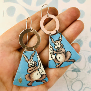French Rabbits Small Fans Tin Earrings