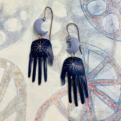 Starburst Maker Moons In Purples Talisman Tin Earrings